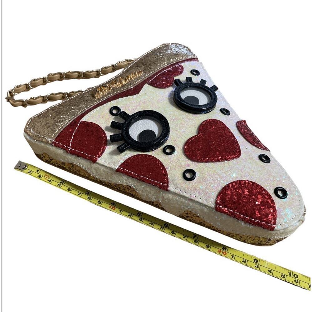 Betsey Johnson Pizza Slice Novelty Crossbody Clutch Googly Eyes Kitsch Purse - Picture 2 of 9